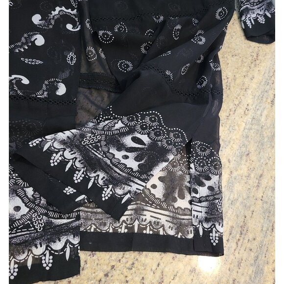 BANANA BAY FINE RESORTWEAR Size L Sheer Cardigan Coverup  3/4 Sleeve Beachy - Picture 8 of 15